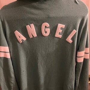 Victoria’s Secret green zip up hoodie with Angel printed on the back
